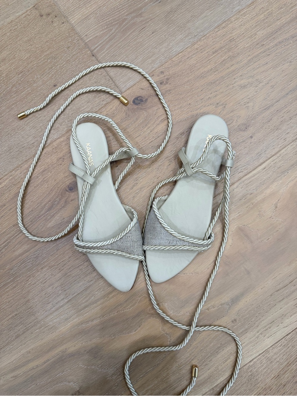 Kaanas Cream Rope Wrap Sandals